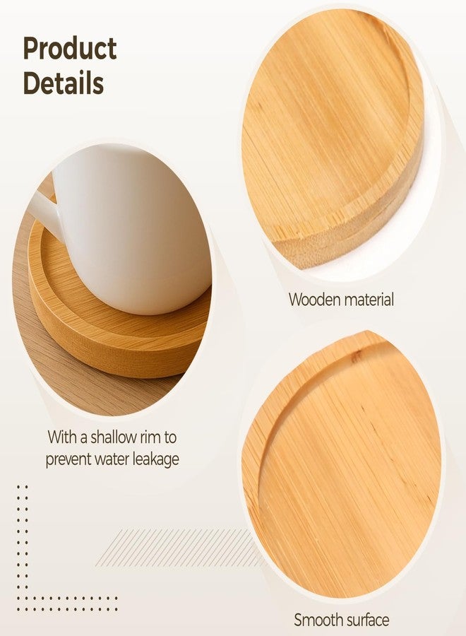 Varku 10 Pcs Round Wooden Coasters, Natural Wood Plant Trays for House Plants, Office Desk Protection, Spill Proof Mats for Outdoor Patio Table, Ideal for DIY Crafts - Image 3